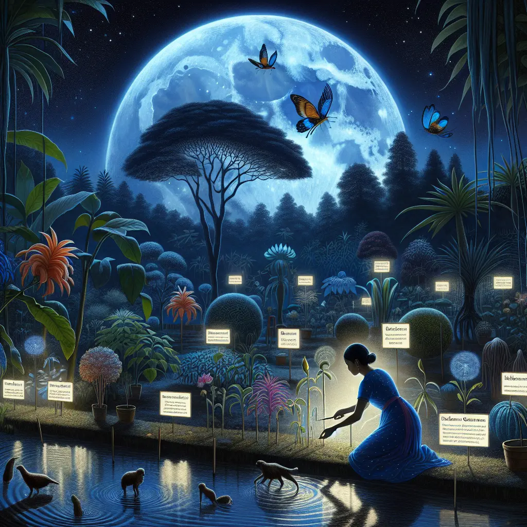Representation of Blue Moon Gardening Tips for Nighttime Plant Enthusiasts