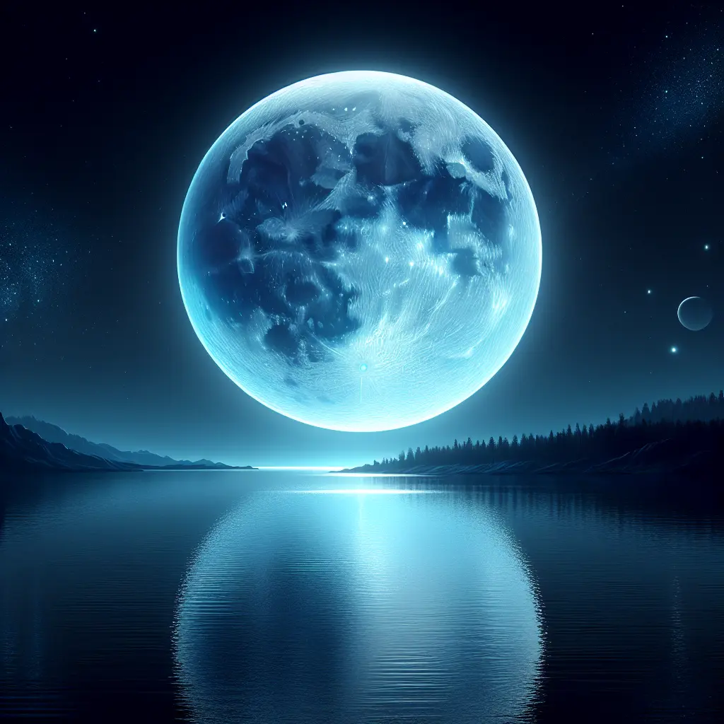 Representation of The Blue Sturgeon Supermoon of 2024 Shines Bright